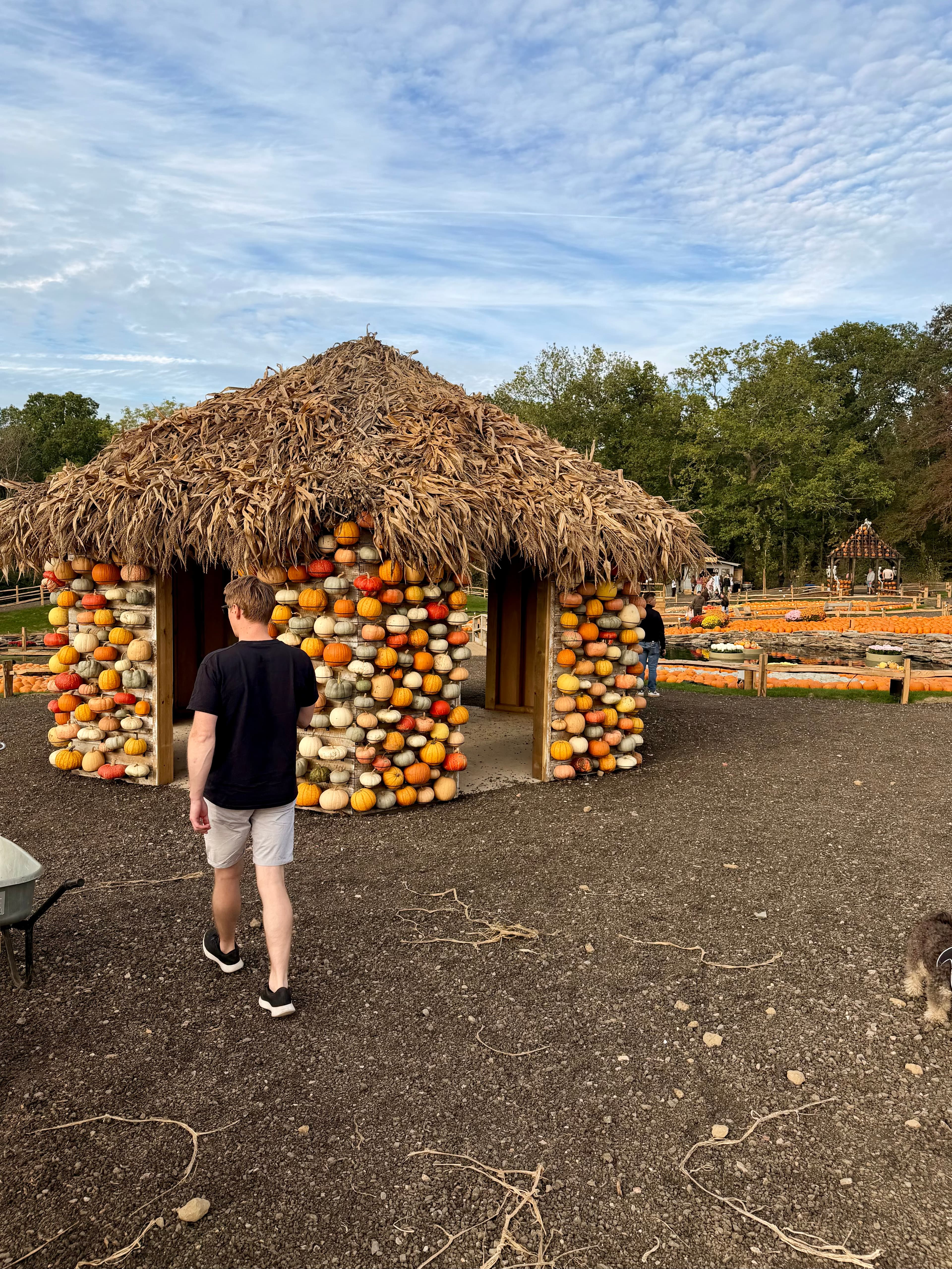 A round hut walled with gourds under a corn-stalk thatch