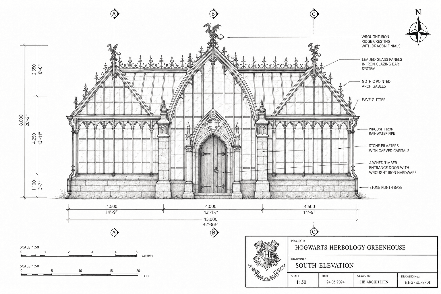 South elevation — HHG-EL-S-01