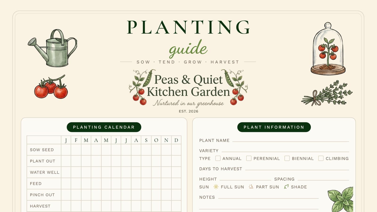 A Printable Planting Guide